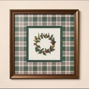 12”x12” Vintage Plaid Matte Wreath Framed Wall Art - Hearth & Hand with Magnolia